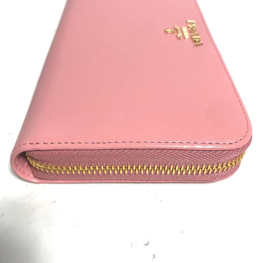 PRADA Long Wallet Purse leather pink logo Long wallet Women Used Authentic