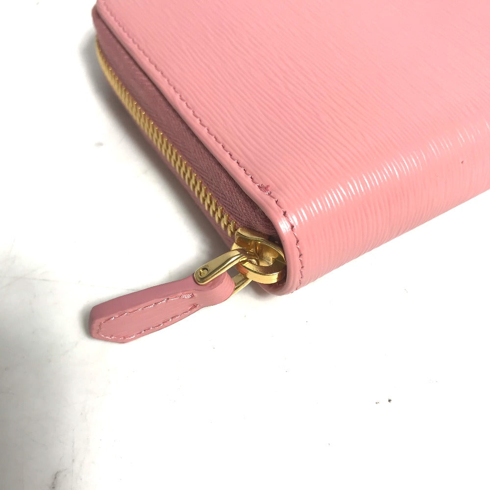 PRADA Long Wallet Purse leather pink logo Long wallet Women Used Authentic