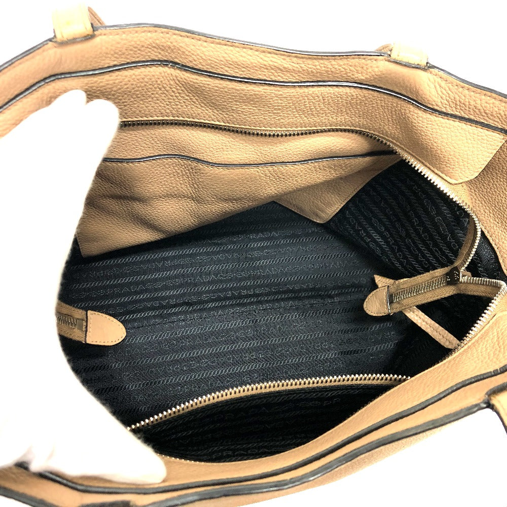 Prada Beige Leather Logo Tote Bag – Authentic