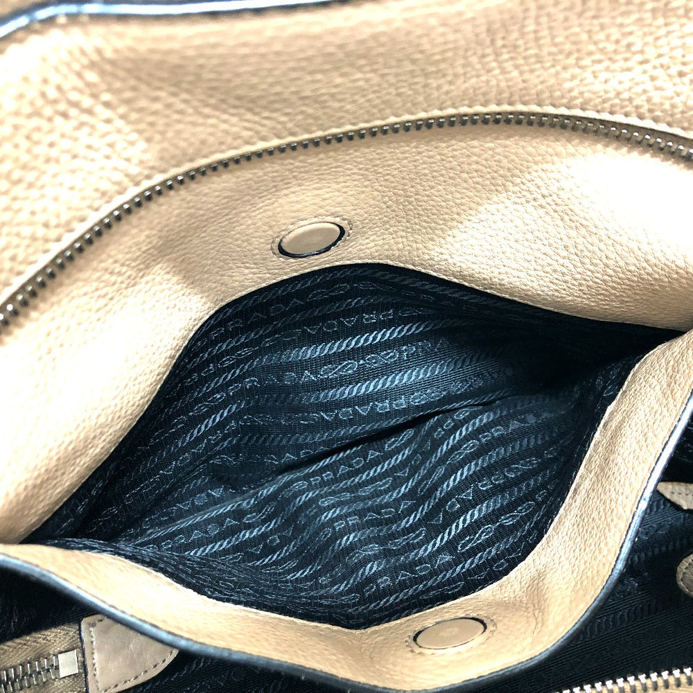 Prada Beige Leather Logo Tote Bag – Authentic
