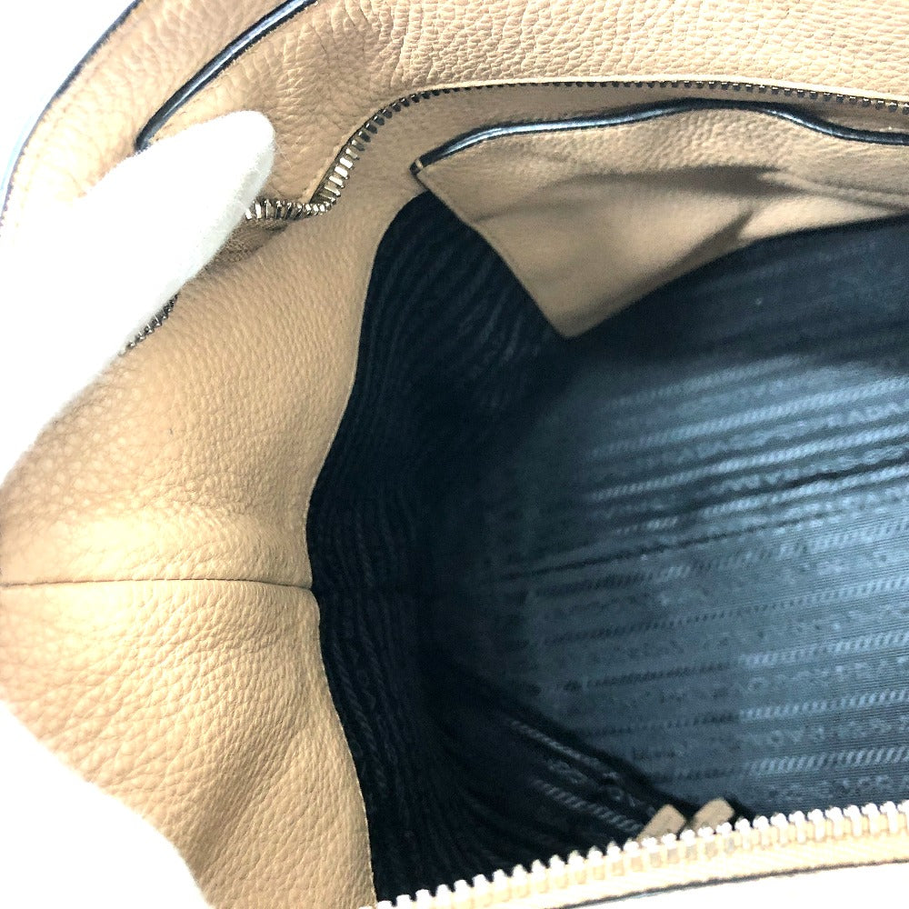 Prada Beige Leather Logo Tote Bag – Authentic