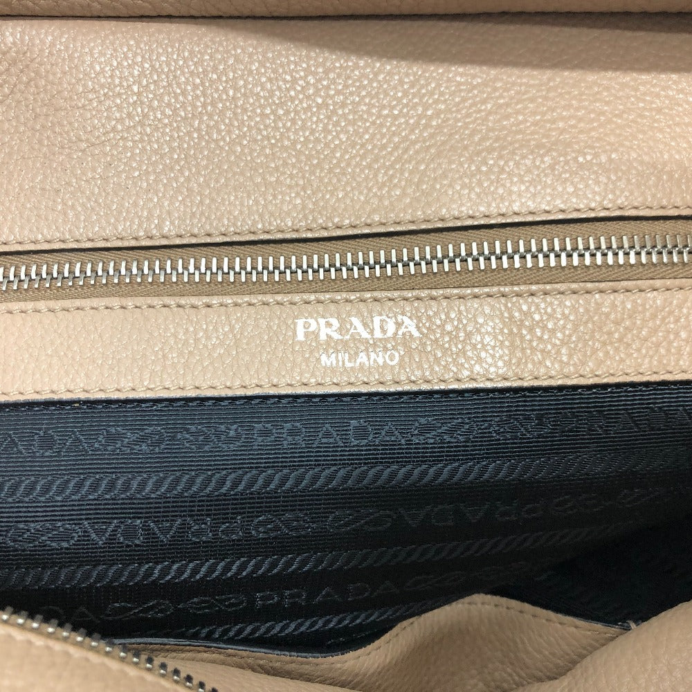 Prada Beige Leather Logo Tote Bag – Authentic