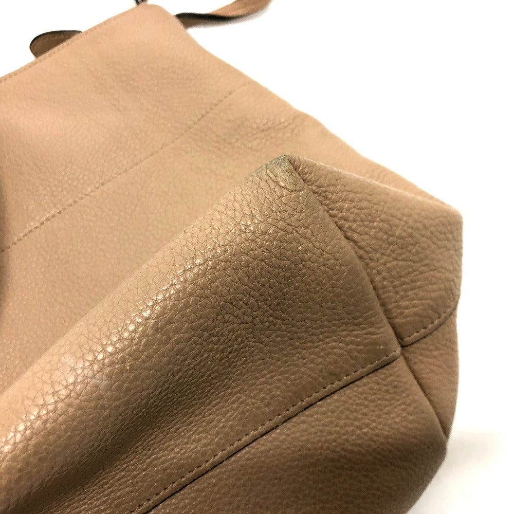 Prada Beige Leather Logo Tote Bag – Authentic