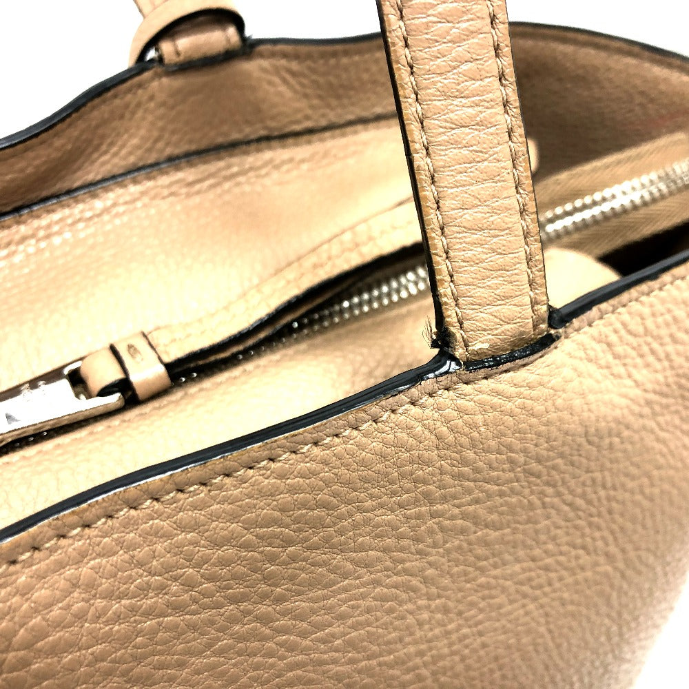 Prada Beige Leather Logo Tote Bag – Authentic