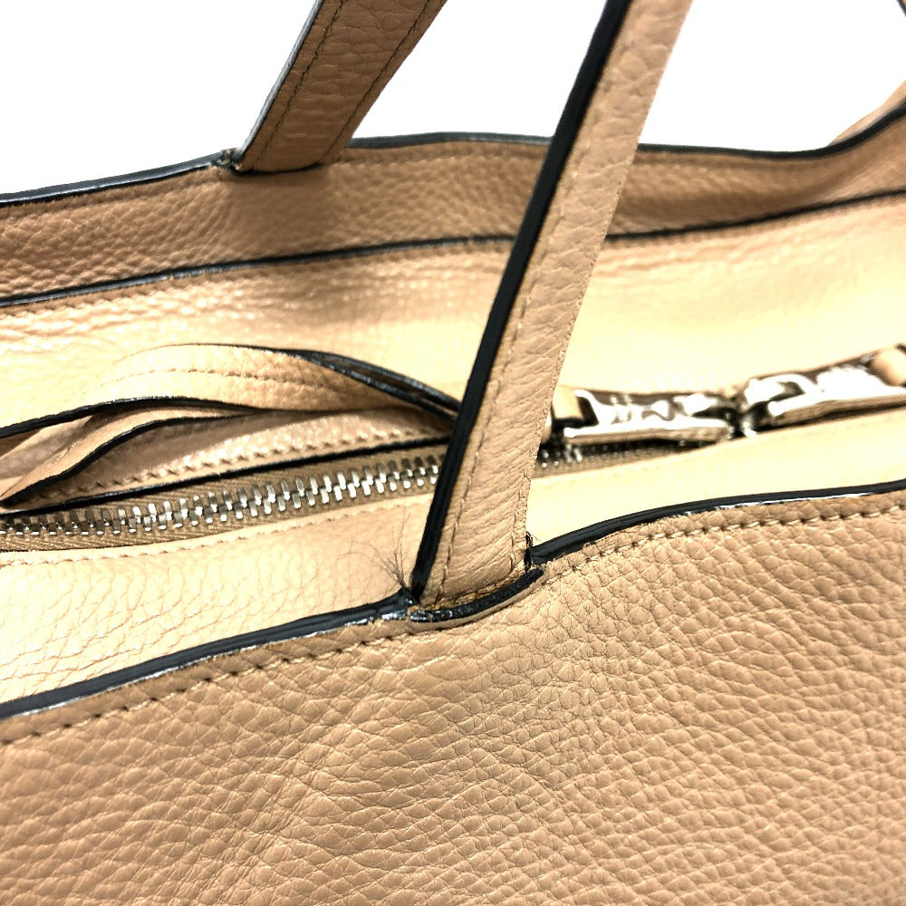 Prada Beige Leather Logo Tote Bag – Authentic